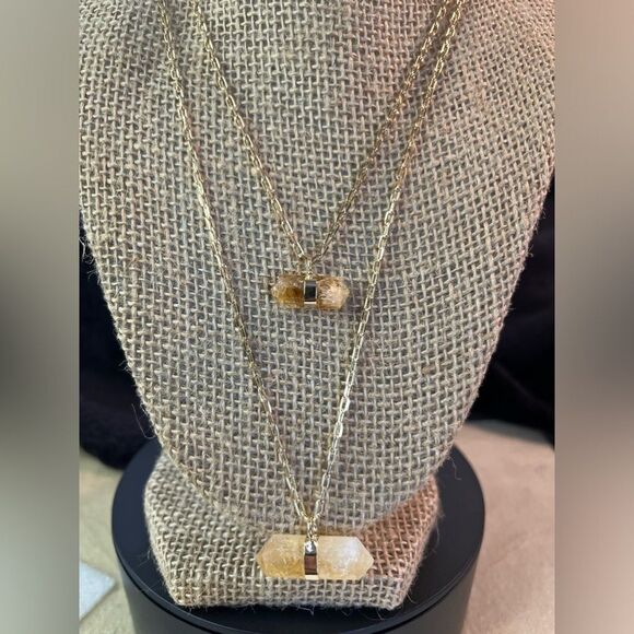 Brazilian Natural Citrine Double Layer Necklace 21-23” in Goldtone 11.50ctw - Picture 6 of 12